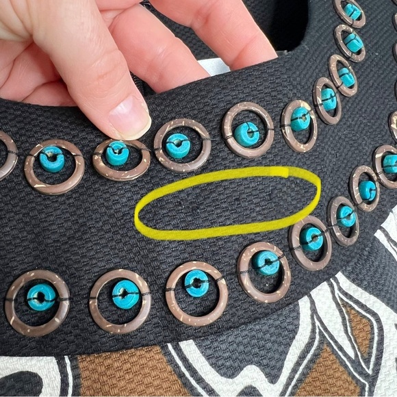 NWT WD.NY Brown Black Leaf Scroll Print Embellished Neckline Sheath Dress - Picture 4 of 15